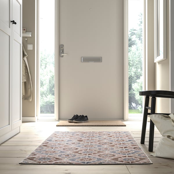 SJÖINGENJÖR Rug, low pile, beige/brown, 80x150 cm