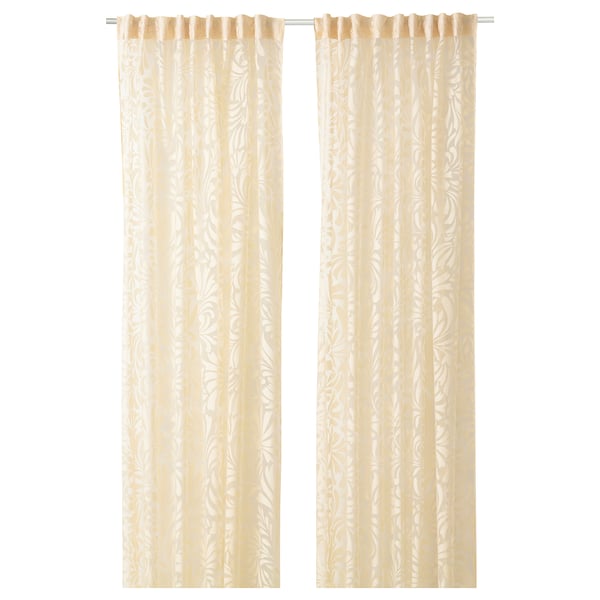 SKÄREFLY curtains, floral sheer, recycled viscose/polyester, rod pockets.