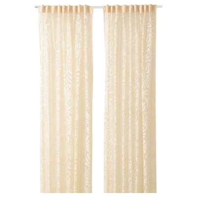 SKÄREFLY curtains, floral sheer, recycled viscose/polyester, rod pockets.