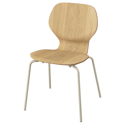 SKÅLSTA Chair, oak veneer/tubular metal/light grey-beige