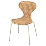 SKÅLSTA Chair, rattan/tubular metal/light grey-beige