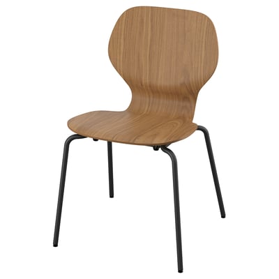 SKÅLSTA Chair, walnut veneer/tubular metal/black-grey