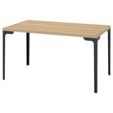 SKÅLSTA Table, oak effect/straight black-grey, 140x80 cm