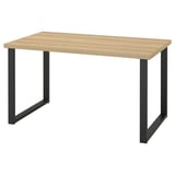 SKÅLSTA Table, oak effect/U-shaped black-grey, 140x80 cm