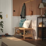 SKOGSTA Bench with storage, acacia, 120 cm