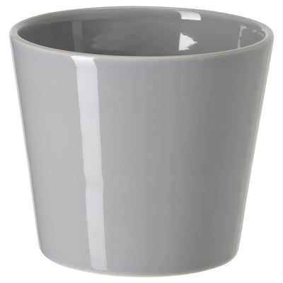 Grey ceramic cylinder planter