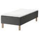 SKOTTERUD bed in black with white mattress, wooden legs.