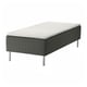 SKOTTERUD: green quilted bed base with white mattress, metal legs.