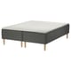 SKOTTERUD bed: dark green, white top; wooden legs. Square, upholstered frame, foam top.