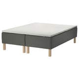 SKOTTERUD grey mattress set, grey, square, wooden legs, quilted pattern, memory foam.