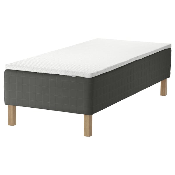 SKOTTERUD sprung mattress, black with white top, wood legs.