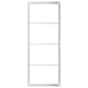 Option: A SKYTTA silver metal sliding door frame, rectangular, with four empty shelves.