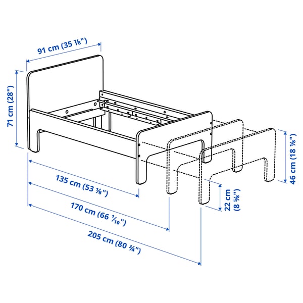 Illustration with measurements for the product: SLÄKT.