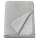 A folded light grey SLÅNGRÅMAL throw blanket made from soft, recycled polyester. It has a smooth, uniform design with stitched edges.