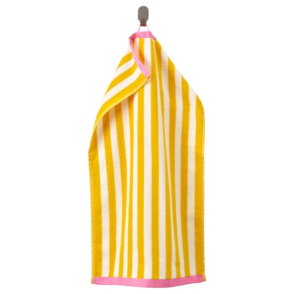 SLÅNHÖSTMAL Hand towel, white/yellow striped, 40x70 cm