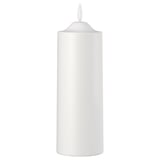 A white, cylindrical SMÅLOM led candle with a subtle flicker effect, creating a warm ambiance without fire risk. Made of polypropylene plastic.