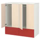 Option: White ikea SMÅSTAD wardrobe with red drawers, light wood doors, minimalist.