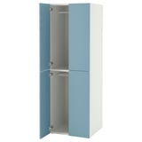 Blue and white SMÅSTAD wardrobe with blue doors and shelves for clothes.