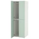 Option: An ikea SMÅSTAD wardrobe. Its tall, white with light green doors, featuring soft-close hinges and adjustable shelves.