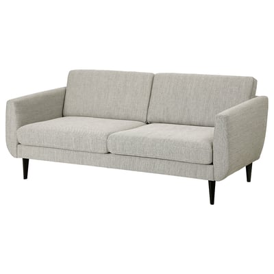 SMEDSTORP grey retro sofa, soft curves, wooden legs, cotton blend.