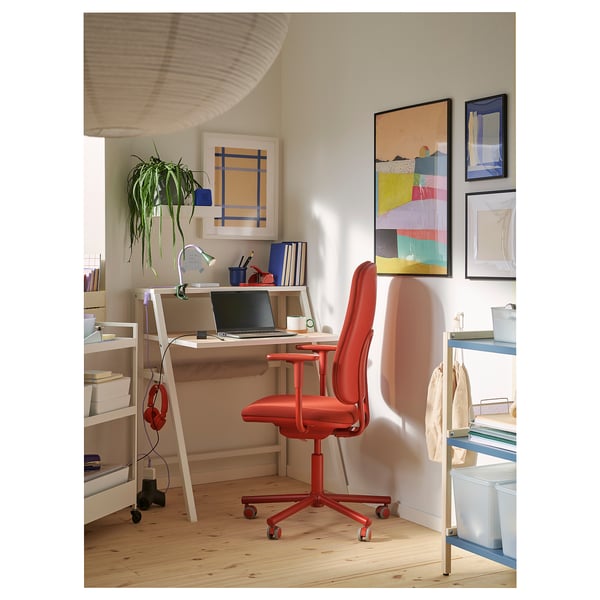 SMÖRKULL Office chair with armrests, Gräsnäs red