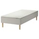 SNARUM grey mattress base with light wooden legs.