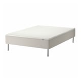 SNARUM white bed base, upholstered, steel legs, bonnell spring support.