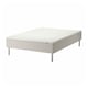 SNARUM white bed base, upholstered, steel legs, bonnell spring support.
