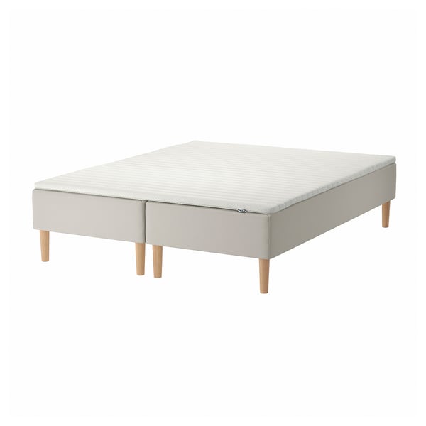 SNARUM white bed base, wooden legs, upholstered.
