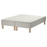 SNARUM gray bed base, wooden legs, bonnell spring mattress for comfort.