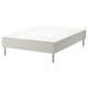 White steel-legged bed, modern design with supportive foam.