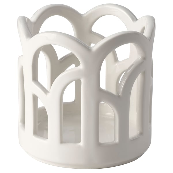 SNÖSISKA Candle holder, off-white, 11 cm