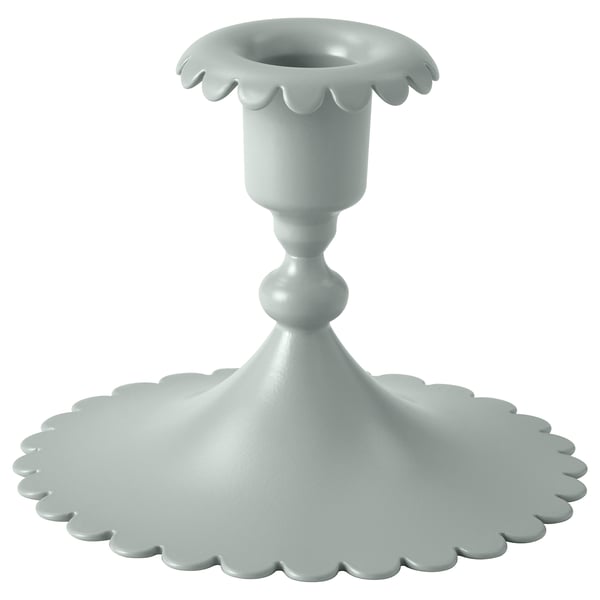 SNÖSISKA Candlestick, pale grey-green, 9 cm