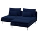 Dark blue SÖDERHAMN sectional sofa with metal legs and cushions.