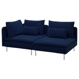 SÖDERHAMN navy blue sectional sofa, modern design with deep seats and chrome legs.