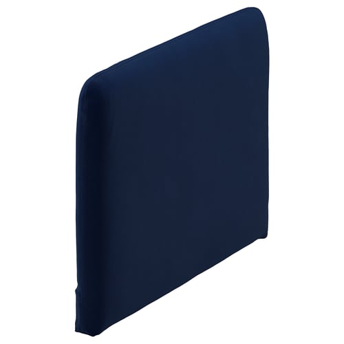 Blue navy modern square sofa cushion, sleek minimalist design.