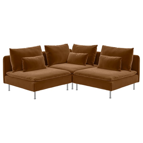 SÖDERHAMN Corner sofa, 3-seat, Alhamn dark yellow-brown