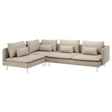 SÖDERHAMN corner sofa, beige, cotton, polyester, low-profile, plush cushions.