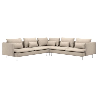 SÖDERHAMN beige 3-piece sectional sofa with plush cushions and high legs.