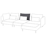 Soderhamn sectional sofa with white cushions and black pillow, modern design.