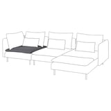 Black SÖDERHAMN sectional sofa, modern l-shape, white fabric with dark grey cushions.