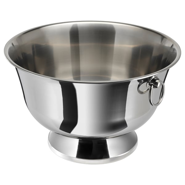 SOLDRÄNKT silver champagne bowl, metallic, round, with handles, for chilling drinks.