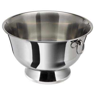 SOLDRÄNKT silver champagne bowl, metallic, round, with handles, for chilling drinks.