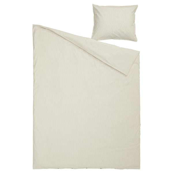 Stripes bedding set, light green, cotton, rectangular with pillow.