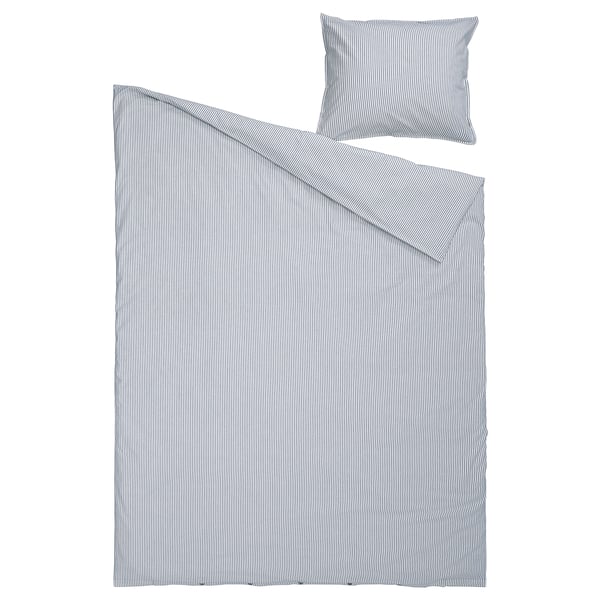 Blue & white striped bedset, SOLFIBBLA, cotton, rectangle.
