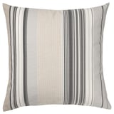 Square throw pillow with grey and beige stripes on cotton.