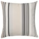 Square throw pillow with grey and beige stripes on cotton.