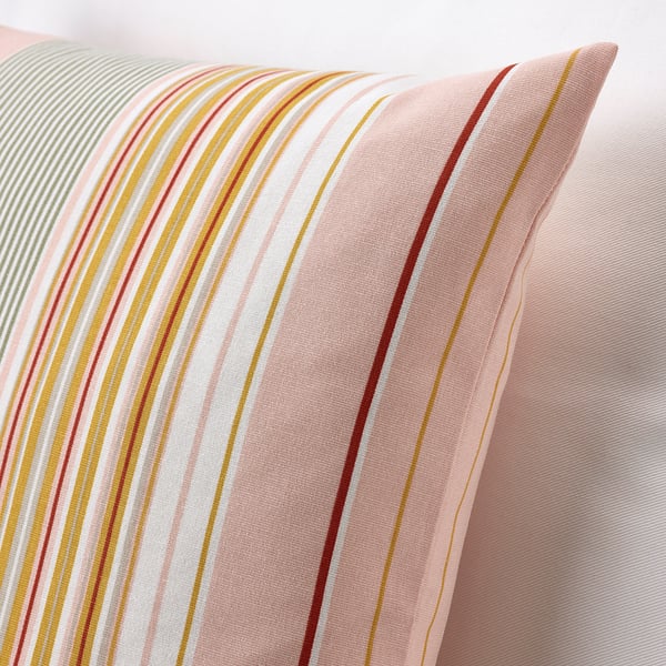 Striped cushion cover, soft cotton. Multi-colored lines, neat pattern, hidden zipper.