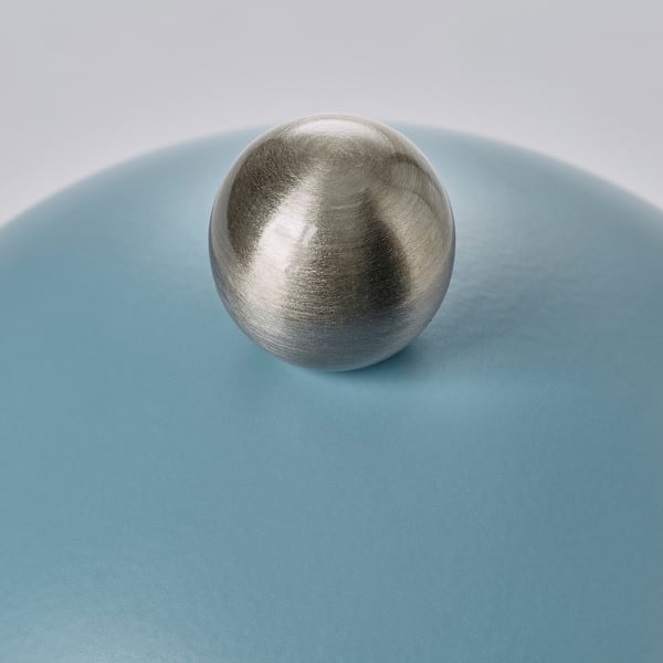 SOLSKUR LED table lamp, light blue/nickel-plated