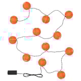 String of 10 orange paper lanterns, powered by a black battery box. Ideal for indoor/outdoor decoration.
